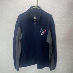 Houston Texans NFL Full Zip Waffle Jacket Mens or Unisex XL Navy Gray